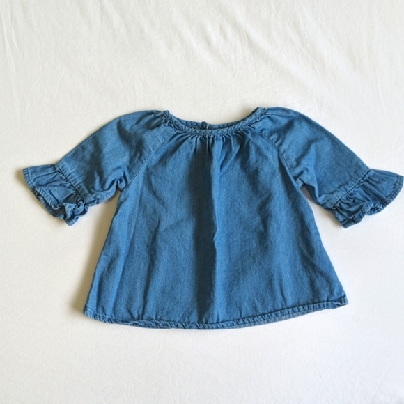 COPY - old navy bell sleeve chambray denim blouse 6-12 months baby girl - Picture 1 of 6